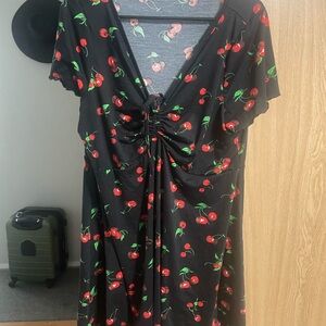 SHEIN Black Dress with Cherry Pattern